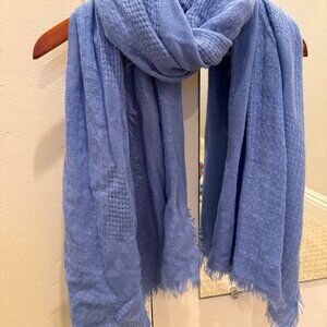 Blue Lightweight Scarf | Textured | Frayed Edges